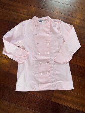 Fame Chef Jacket Pink, 12 Buttons, Unisex Buttons Switch Sides, Size Medium